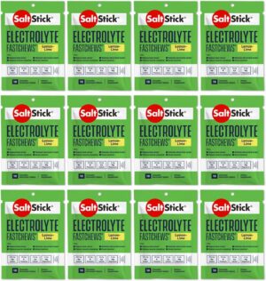 Pastillas masticables electrolitos SaltStick limón lima paquete frontal