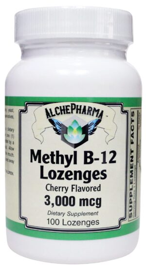 Version 1.0.0 Pastillas Metil B-12 3000mcg AlchePharma sabor cereza paquete frontal