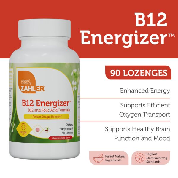 Pastillas sabor cereza B12 y folato Zahler energizante