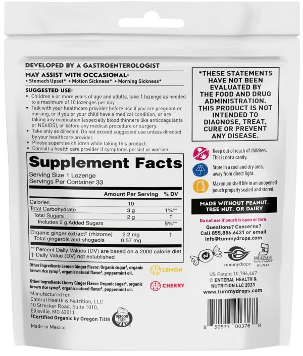 Pastillas Tummydrops variedad sabores con ingredientes orgánicos