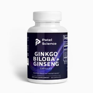 Suplemento Patel Science Ginkgo Biloba y Ginseng botella