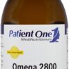 Version 1.0.0 Patient One Omega 2800 líquido frasco con etiqueta limón