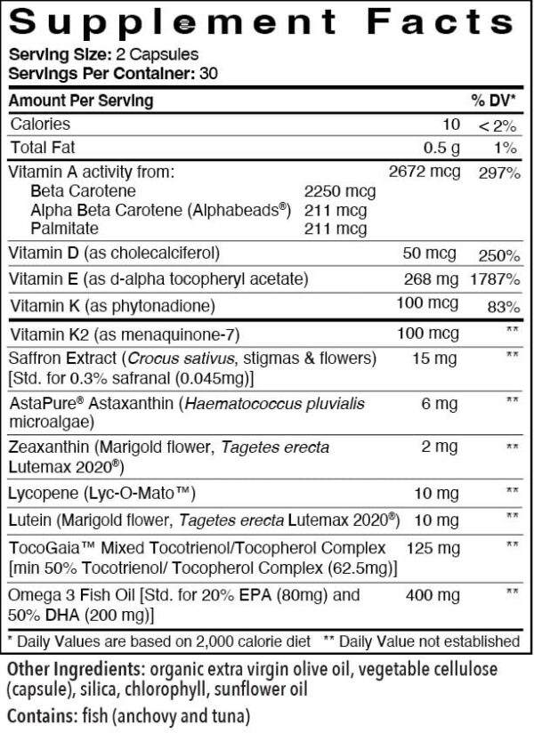 Version 1.0.0 Etiqueta frontal suplemento Patient One vitaminas liposolubles