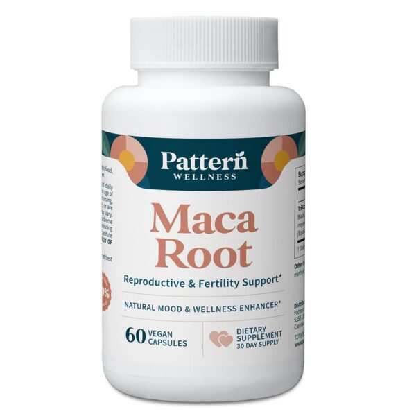 Version 1.0.0 Frente del frasco Pattern Wellness Maca