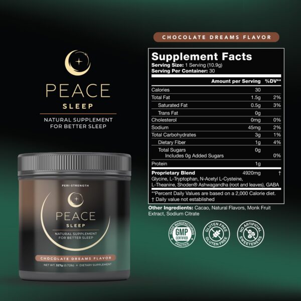 Peace Sleep caja y contenido polvo suplemento sueño