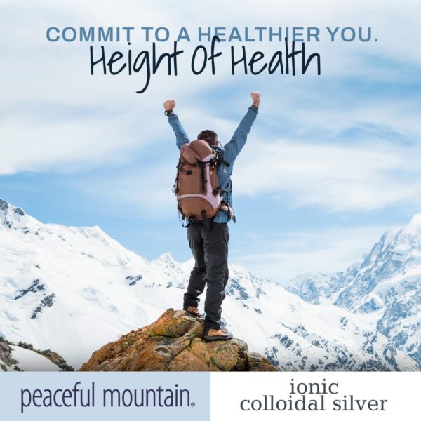 Etiqueta de plata coloidal iónica Peaceful Mountain