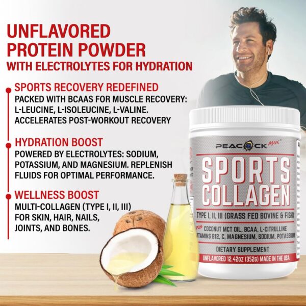 Etiqueta lateral de Peacock Max Colágeno