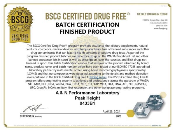 Peak Height frasco visto desde el lateral