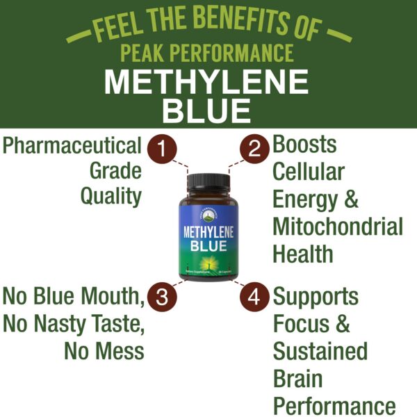 Peak Performance Metileno Azul cápsulas primer plano