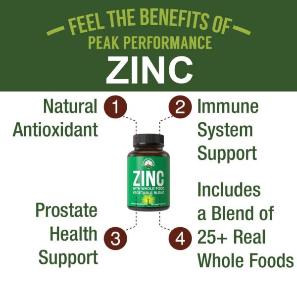 Cápsulas de zinc vegano con vitamina C