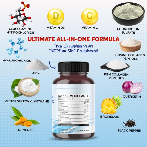 Etiqueta frontal PeakPury glucosamina condroitina