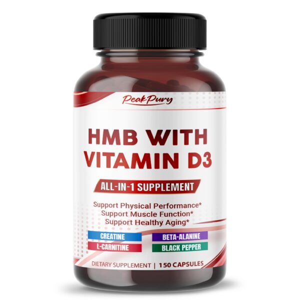 Frente de la botella PEAKPURY HMB 150 cápsulas