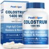 Frente del envase PeakVigor Colostro bovino orgánico