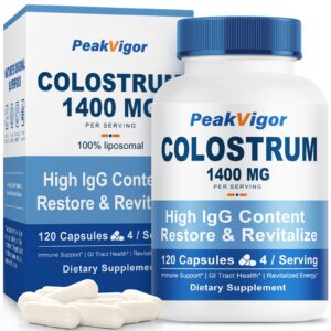 Frente del envase PeakVigor Colostro bovino orgánico