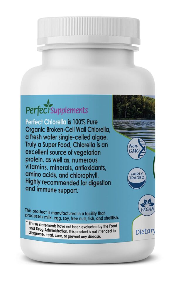Perfect Chlorella cápsulas suplemento natural lado
