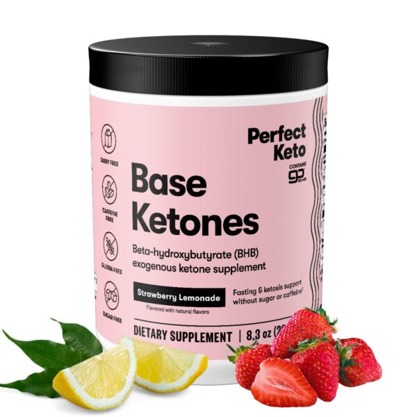 Perfect Keto polvos cetonas exógenas sabor Fresa Limón lata 8.57 oz