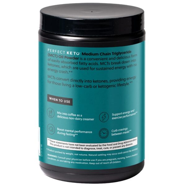 Contenedor y etiqueta de Perfect Keto MCT