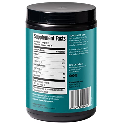 Perfect Keto polvo MCT etiqueta lateral