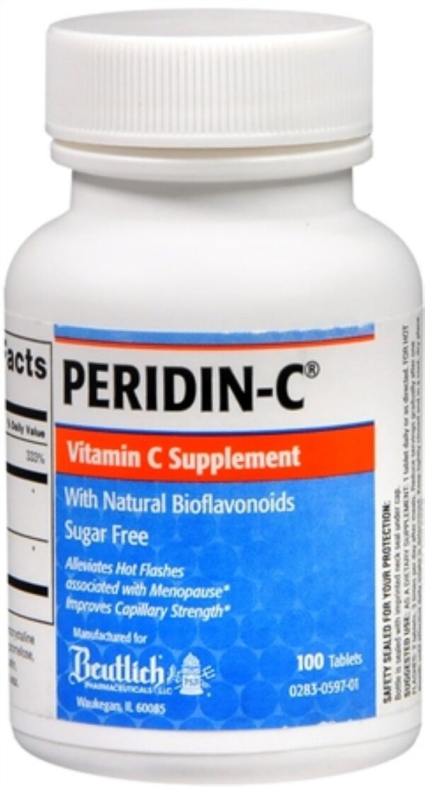 Frente de etiqueta Peridin-C Vitamin C Tabletas