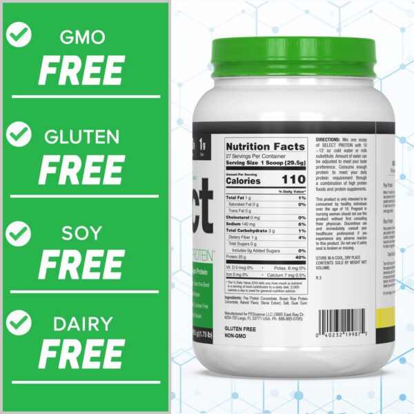 Tabla de ingredientes PEScience Select Vegan