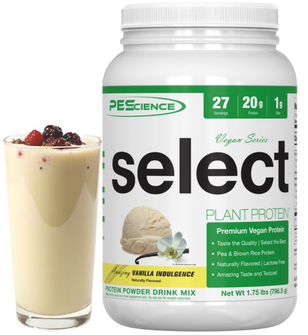 Frasco de PEScience Select Vegan Proteína vegana vainilla