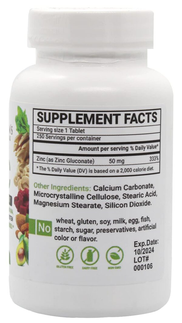 Tabletas de zinc 50 mg