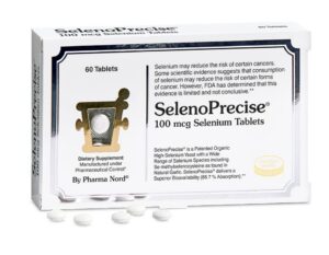 Frasco y etiqueta de SelenoPrecise 100 mcg