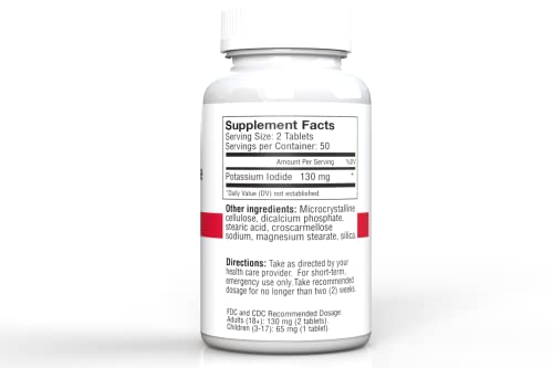 Frasco KI pills vista lateral