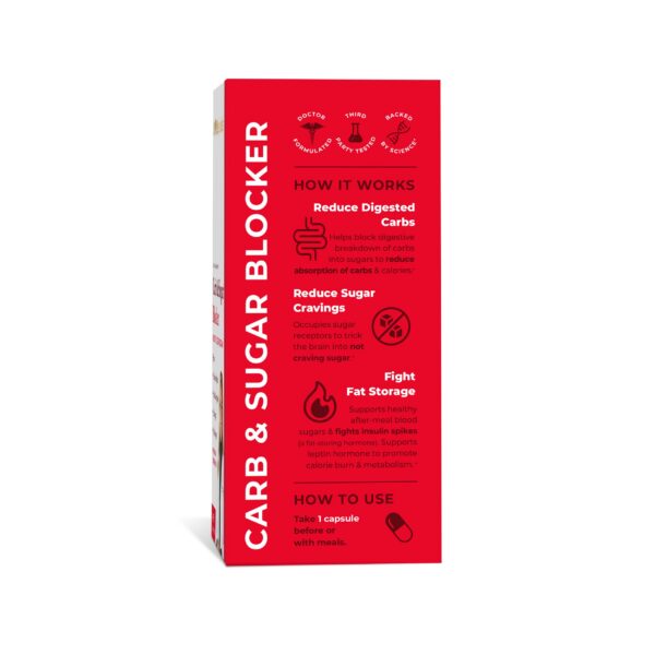 Etiqueta del suplemento Pharmaganics bloqueador de carbohidratos y azúcar