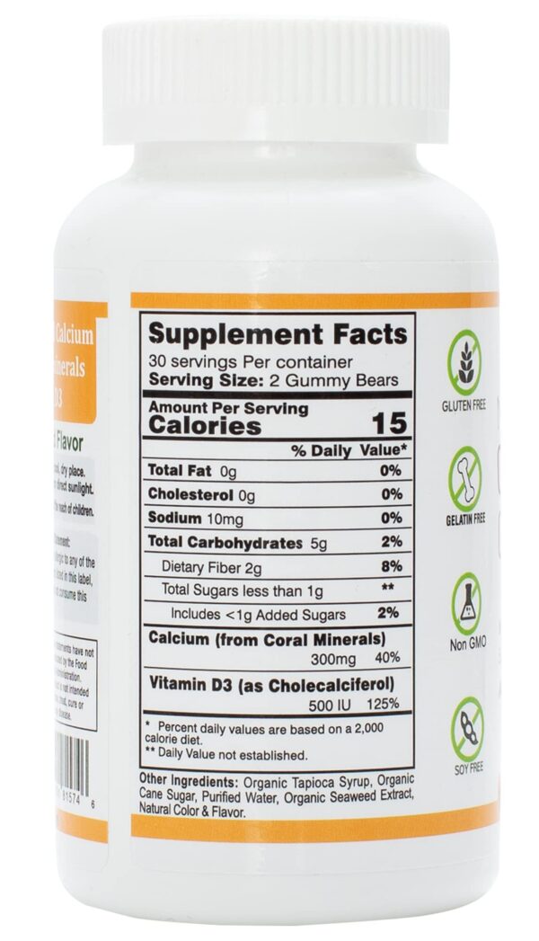 Etiqueta nutricional gomitas calcio coral