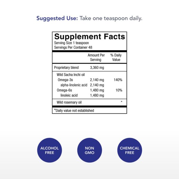 Aceite Omega-3 de origen vegetal en botella
