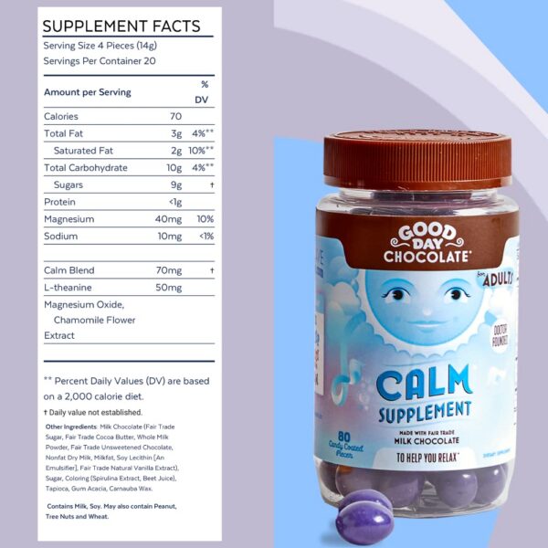 Version 1.0.0 Piezas de chocolate con manzanilla y teanina Good Day Chocolate