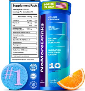 Píldoras NoMoreDrinks para combatir antojos de alcohol y detox hepático