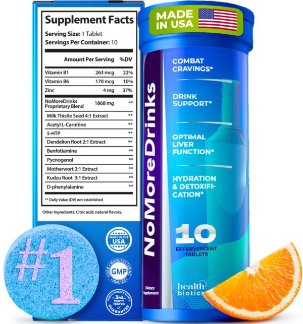 Píldoras NoMoreDrinks para combatir antojos de alcohol y detox hepático