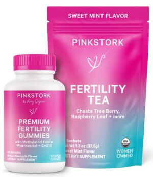 Producto Pink Stork: gomitas de folato y té orgánico USDA