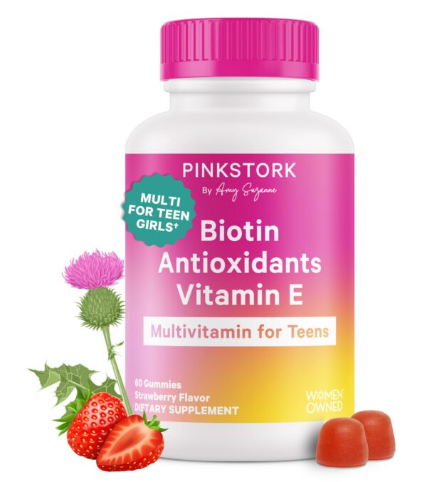 Frente de gomitas Pink Stork Biotina Vitamina E