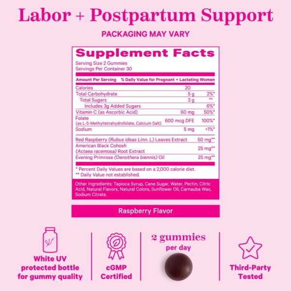 Pink Stork gomitas para preparación parto y recuperacion postparto