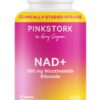 Version 1.0.0 Etiqueta frontal Pink Stork NAD+ 30 cápsulas