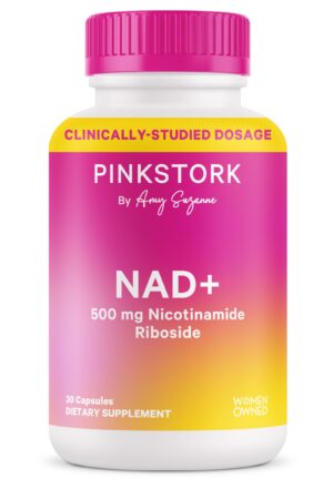 Etiqueta frontal Pink Stork NAD+ 30 cápsulas