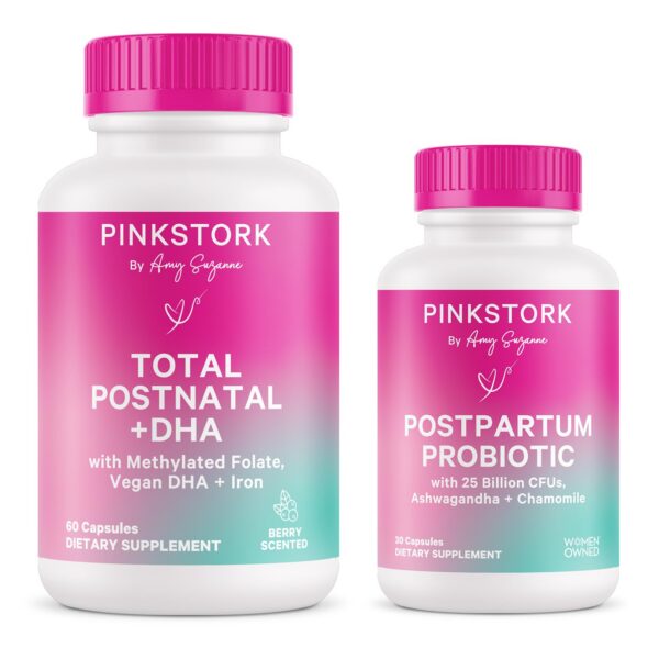 Version 1.0.0 Frontal de Pink Stork Postnatal Multivitamin y Probiotics
