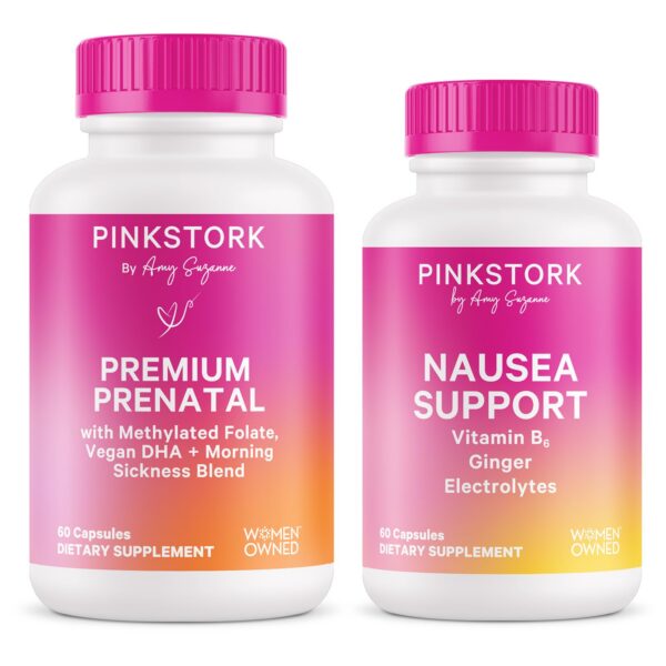 Frente del pack Pink Stork Pregnancy Comfort Bundle