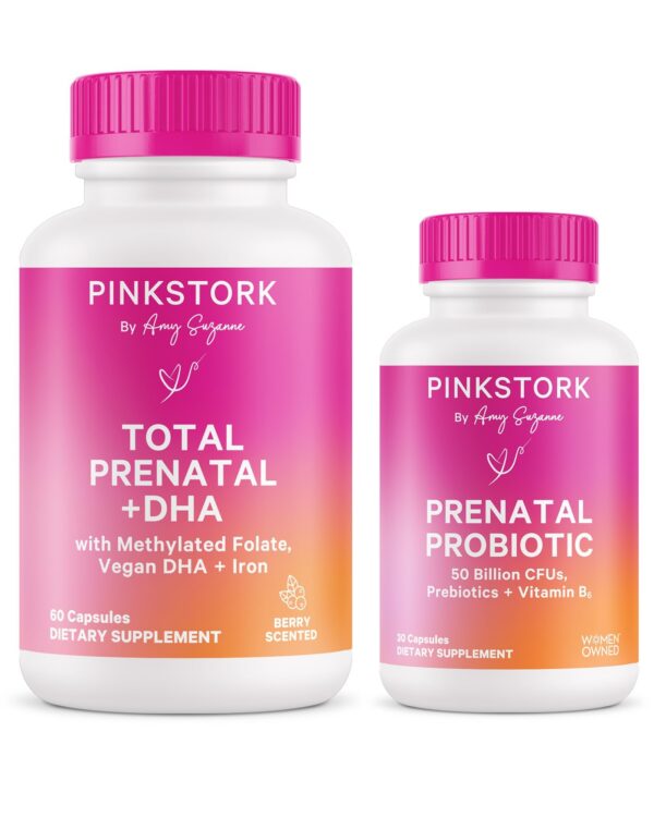 Frente de la caja Pink Stork Prenatal Vitamin Duo