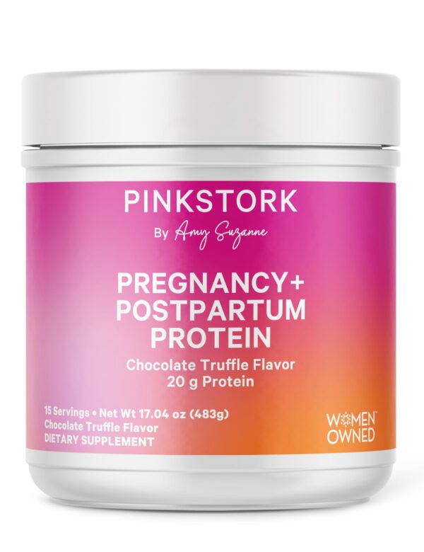 Frasco Pink Stork Proteína embarazo frontal