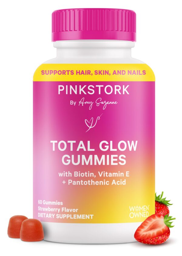 Frasco de Pink Stork Total Glow Gummies