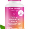 Pink Stork vitaminas prenatales totales 60 cápsulas con esencia menta