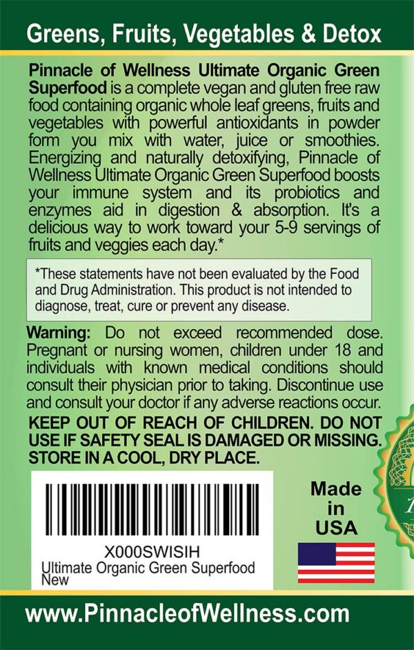Pinnacle of Wellness - Mezcla de Superalimentos Orgánicos