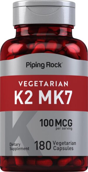 Suplemento vitamínico Piping Rock K2 MK7 botella