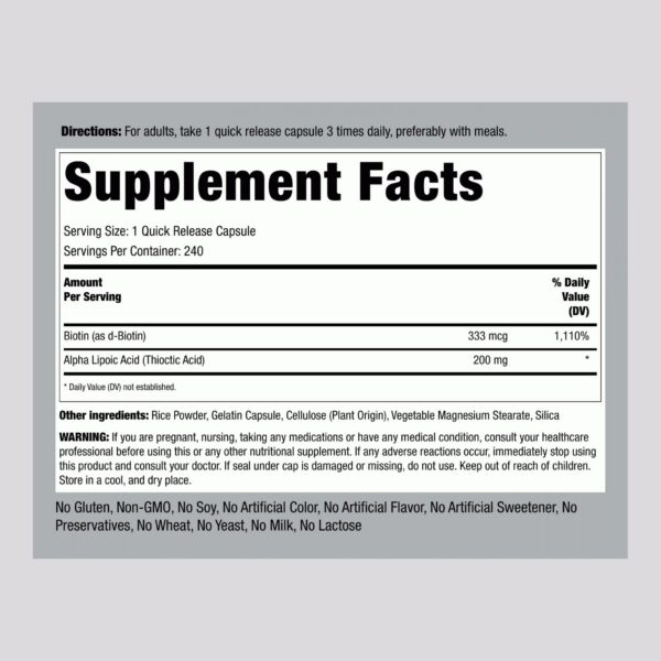 Cápsulas de liberación rápida con biotina