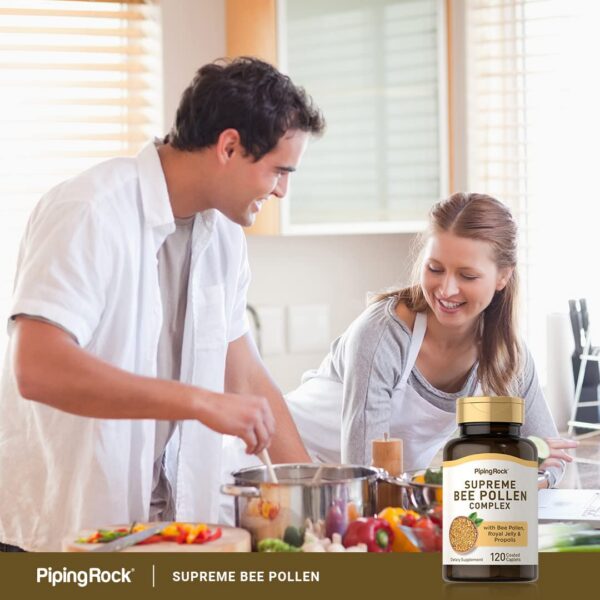 Piping Rock Polen de Abeja con Jalea Real y Propóleos – Frasco Etiqueta