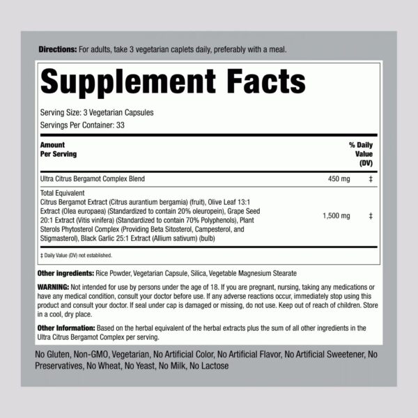 Version 1.0.0 Etiqueta del extracto Bergamota 1500 mg